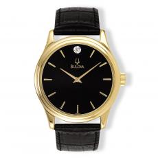 Bulova Round Diamond & Leather Custom Watch - Keychains & Jewelry