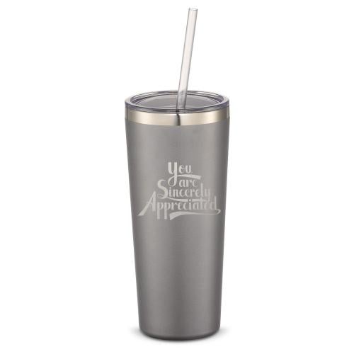 Corporate Gifts - Drinkware - Vacuum Insulated - Tumblers - The Joe Straw - Sincerely Appreciated 20oz. Stainless Steel Tumbler
