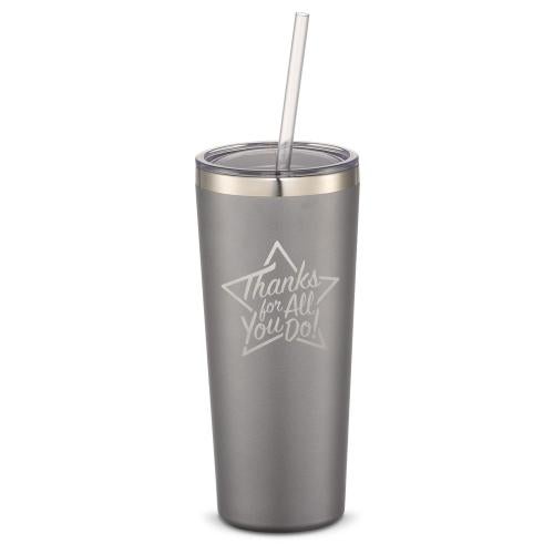 Corporate Gifts - Drinkware - Vacuum Insulated - Tumblers - The Joe Straw - Thanks for All You Do Star 20oz. Stainless Steel Tumbler