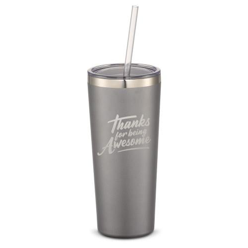 Corporate Gifts - Drinkware - Vacuum Insulated - Tumblers - The Joe Straw - Thanks for Being Awesome 20oz. Stainless Steel Tumbler