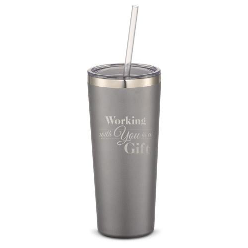 Corporate Gifts - Drinkware - Vacuum Insulated - Tumblers - Joe Straw - The Joe Straw - Holiday Gift 20oz. Stainless Steel Tumbler