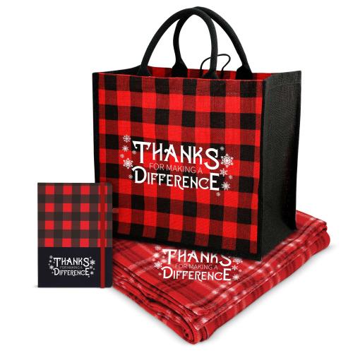 Corporate Gifts - Employee Gifts - Bags & Totes - Bag Gift Sets - Thanks for All You Do Plaid Office Set