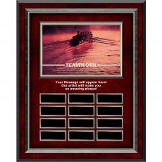 Employee Gifts - Teamwork Rowers Rosewood Vertical Perpetual Plaque