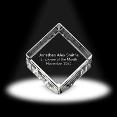 3D Jewel Cut Cube Crystal Award - Personalized Gifts