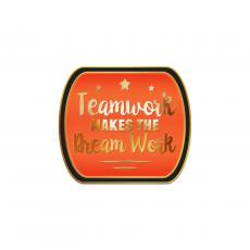 Teamwork Dream Work Orange Lapel Pin - Welcome Gifts