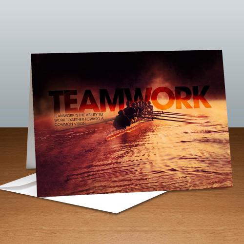 Teamwork Rowers Infinity Edge Greeting Cards (25 Pack) Corporate Gifts - Shop By Theme - Teamwork - Teamwork Rowers Infinity Edge Greeting Cards (25 Pack)