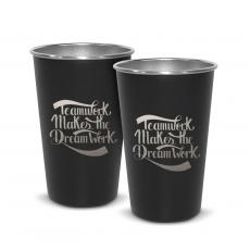 Personalized - Pair of Teamwork Dream Work 16oz Stainless Steel Pint Cup