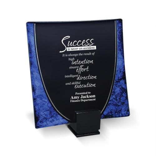Blue Art Glass Award Plate 752468 Successories