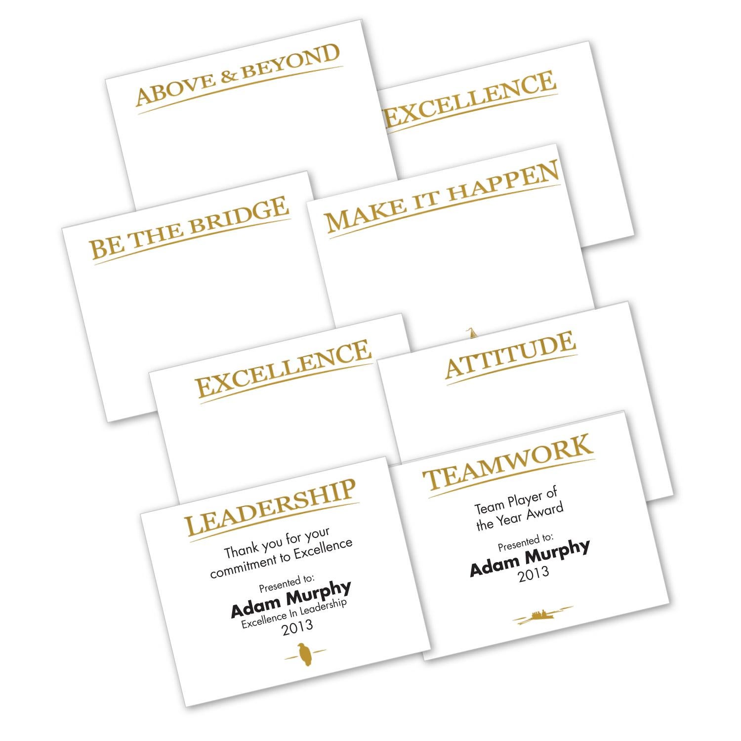 gold foil certificate paper sampler successories
