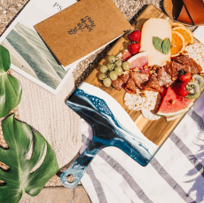 Navy Metallic Acacia Wood Cutting Board - Shop by Occasion