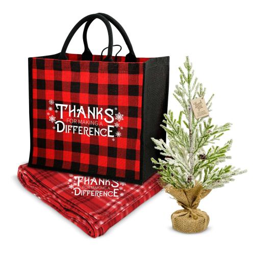 Thanks for All You Do Plaid & Pine Cozy Gift Set Corporate Gifts - Employee Gifts - Gift Sets - Bags - Thanks for All You Do Plaid & Pine Cozy Gift Set