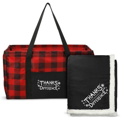 Corporate Gifts - Employee Gifts - Fun Motivational Gifts - Thanks for All You Do Holiday Cozy Trunk Tote Set
