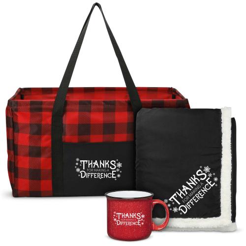 Corporate Gifts - Employee Gifts - Fun Motivational Gifts - Thanks for All You Do Holiday Cozy Camp Mug Tote Set