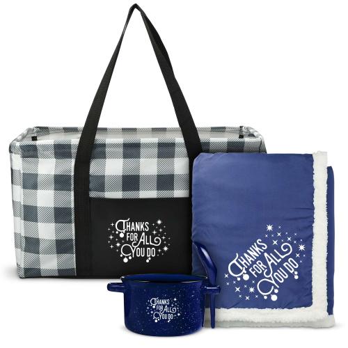 Corporate Gifts - Shop by Occasion - Holiday Gifts - Blankets & Socks - Making a Difference Snowflake Cozy Soup Mug Tote Set