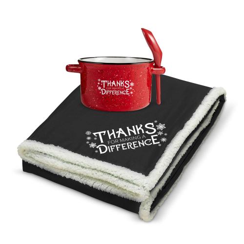 Corporate Gifts - Employee Gifts - Fun Motivational Gifts - Making a Difference Snowflake Cozy Soup Mug Set