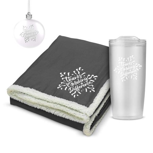 Making a Difference Frosted Holiday Gift Set Corporate Gifts - Shop by Occasion - Holiday Gifts - Blankets & Socks - Making a Difference Frosted Holiday Gift Set