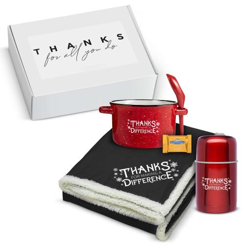 Appreciation Snowflake Soup 'n Snugz Sherpa Holiday Gift Box Corporate Gifts - Employee Gifts - Gift Sets - Care Packages - Appreciation Snowflake Soup 'n Snugz Sherpa Holiday Gift Box