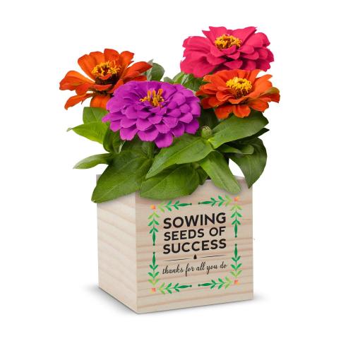 Corporate Gifts - Plants & Grow Kits - Thank You for Helping Us Bloom Flower Planter Cube