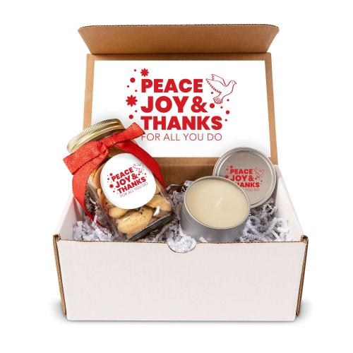 Corporate Gifts - Shop by Occasion - Holiday Gifts - Gift Sets - Peace Joy & Thanks Cookie Candle Gift Box
