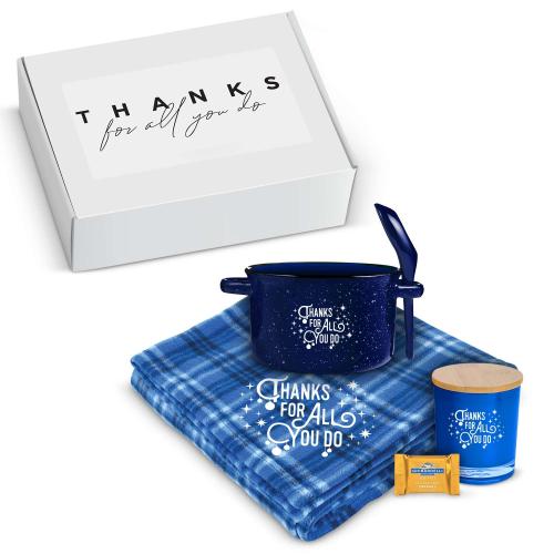 Corporate Gifts - Employee Gifts - Gift Sets - Care Packages - Thanks Flames & Fleece Soup Mug Holiday Gift Box