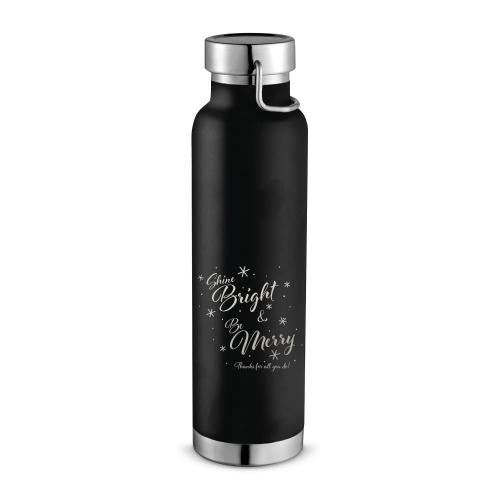 Personalized Holiday 22oz. Stainless Steel Bottle Canister Corporate Gifts - Drinkware - Vacuum Insulated - Canteens & Canisters - Canisters - Personalized Holiday 22oz. Stainless Steel Bottle Canister