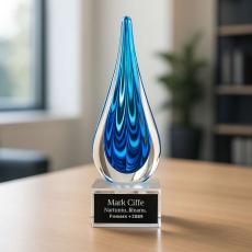 Blue Crescent Glass Award - Colored Glass Awards