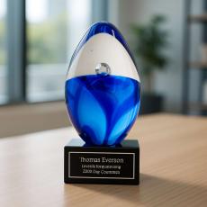 Ocean Drop Art Glass Award - Glass Trophies