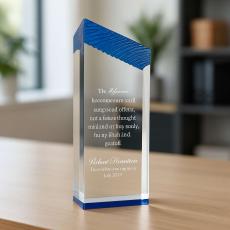 Blue Wave Crystal Award - Colored Glass Awards