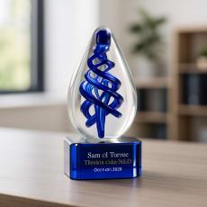 Blue Vortex Art Glass Award - Glass Trophies