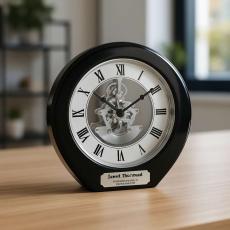 Ebony Interactive Gear Clock Personalized Desk Clock - Executive Gifts