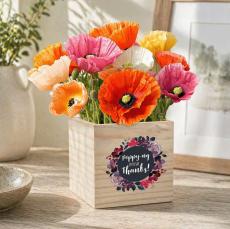 Thanks Poppy Wooden Plant Cube - Plants & Grow Kits