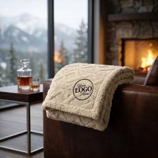 Custom Cable Knit Sherpa Blanket - Blankets & Socks