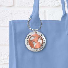 Making a Difference World Metal Keychain - Client Gifts