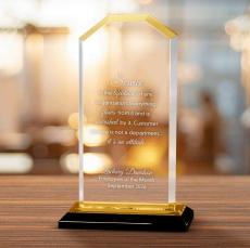 Gold Cornerstone Reflection Acrylic Award - Acrylic Awards