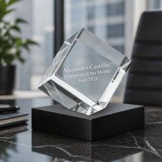 3D Jewel Cut Cube Crystal Award - Crystal Awards