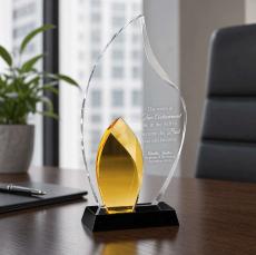 Amber Flame Crystal Award - Colored Glass Awards