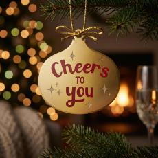 Cheers to You Gold Metal Ornament - Personalized Gifts