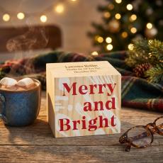 Merry & Bright Personalized Wooden Desktop Print - Personalized Gifts