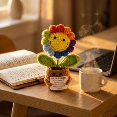 Sunflower Affirmable Crochet Emotional Support Pal - Fun Motivational Gifts