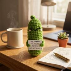 Cucumber Affirmable Crochet Emotional Support Pal - Fun Motivational Gifts