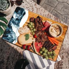 Resin Accented Acacia Wood Handled Cutting Board - Holiday Gifts