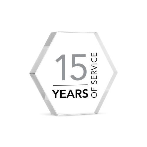 Years of Service Personalized Hexagon Mini Rave Awards & Recognition - Crystal Awards - Years of Service Personalized Hexagon Mini Rave