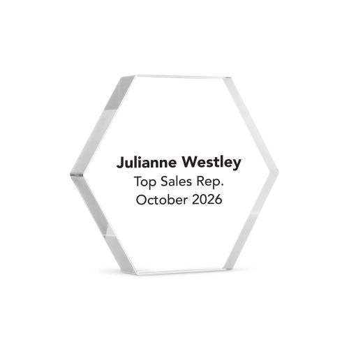 Personalized Hexagon Mini Rave Awards & Recognition - Crystal Awards - Personalized Hexagon Mini Rave