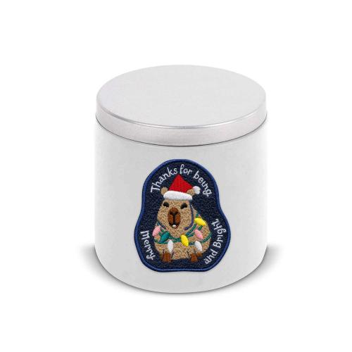 Embroidered Holiday Patch Soy Wax Candle Corporate Gifts - Candles - Embroidered Holiday Patch Soy Wax Candle