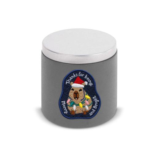 Embroidered Holiday Patch Soy Wax Candle Corporate Gifts - Candles - Embroidered Holiday Patch Soy Wax Candle