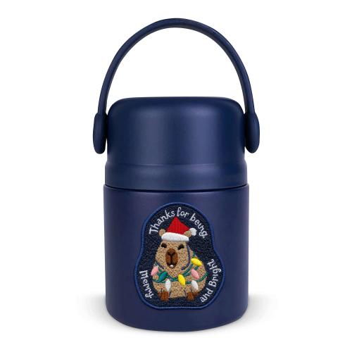 Holiday Embroidered Patch Thermos Corporate Gifts - Employee Gifts - Gift Sets - Drinkware - Holiday Embroidered Patch Thermos