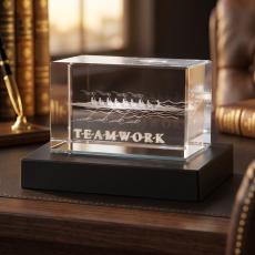 Teamwork Rowers 3D Crystal Award - Paperweights