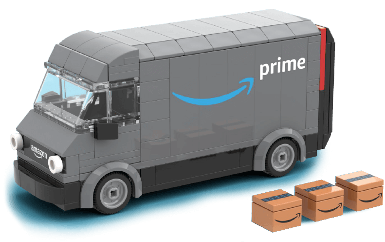 Example of Custom LEGO Set featuring an Amazon Delivery Van